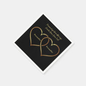 Elegant & Romantic Gold Hearts Black Personalisere Servet (Hoek)