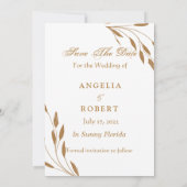 Elegant Romantic Gold Pink Blush Waterverf Floral Save The Date (Achterkant)