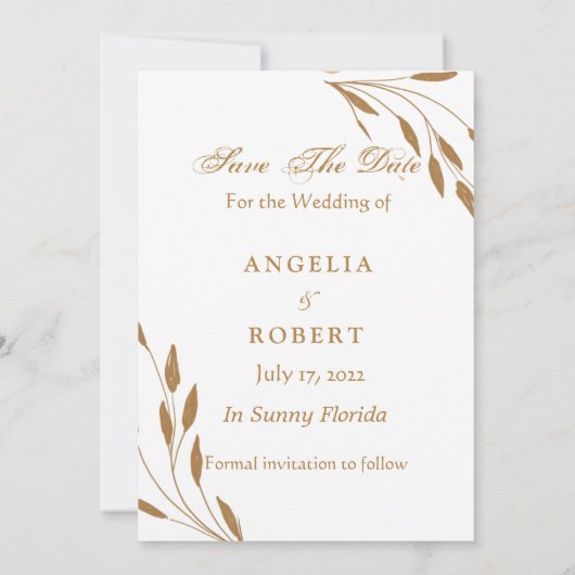 Elegant Romantic Gold Pink Blush Waterverf Floral Save The Date (Achterkant)