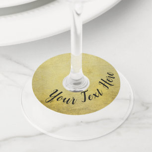 Elegant Romantic Golden Textuur met zwart Manuscri Wijnglaslabel