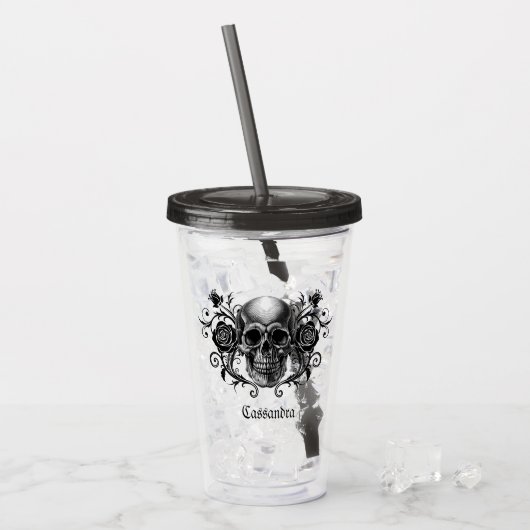 Elegant, Romantic Goth Personalized Acryl Drinkbeker (Voorkant ijs)