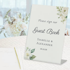 Elegant Romantic Guest Book Reclamebord Met Voetstuk