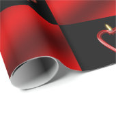 Elegant Romantic Happy Birthday Red & Black Heart Cadeaupapier (Rol Hoek)