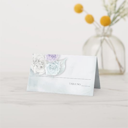 Elegant Romantic Ice white - Blue and Lila Rozen Plaatskaartje (Voorkant)