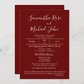 Elegant Romantic Ivory Scripts Burgundy Wedding Kaart (Voorkant / Achterkant)