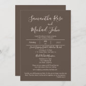 Elegant Romantic Ivory Scripts Cedar Brown Wedding Kaart (Voorkant / Achterkant)