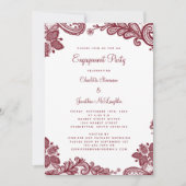 Elegant Romantic Lace Engagement Party - Rode Whit Kaart (Voorkant)