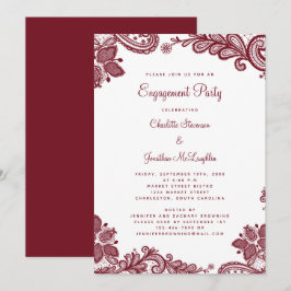 Elegant Romantic Lace Engagement Party - Rode Whit Kaart