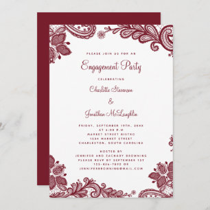 Elegant Romantic Lace Engagement Party - Rode Whit Kaart