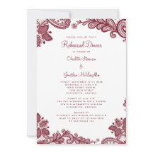 Elegant Romantic Lace Red Wedding Rehearsal Dinner