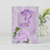 Elegant Romantic Lila Rozen & Bows 80th Kaart (Staand voorkant)