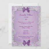 Elegant Romantic Lila Rozen & Bows 80th Kaart (Achterkant)