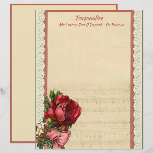  Elegant Romantic Musical Sheet Music Lace (Voorkant / Achterkant)