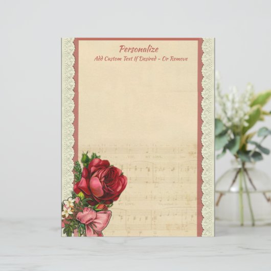  Elegant Romantic Musical Sheet Music Lace (Staand voorkant)