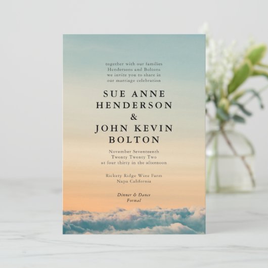 Elegant Romantic Natural Sunset Landscape Wedding Kaart (Staand voorkant)