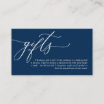 Elegant Romantic, Navy Blue, een notitie over gesc Informatiekaartje<br><div class="desc">Dit is het Moderne kalligrafie Elegant Romantic,  Navy Blue Script,  een notitie over Huwelijkscadeaus Enclosure Card. U kunt de doopvontkleuren veranderen,  en uw trouwdetails in de passende doopvont/het schrijven toevoegen. #TeeshaDerrick</div>