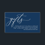Elegant Romantic, Navy Blue, een notitie over gesc Informatiekaartje<br><div class="desc">Dit is het Moderne kalligrafie Elegant Romantic,  Navy Blue Script,  een notitie over Huwelijkscadeaus Enclosure Card. U kunt de doopvontkleuren veranderen,  en uw trouwdetails in de passende doopvont/het schrijven toevoegen. #TeeshaDerrick</div>
