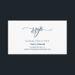 Elegant Romantic, Navy Blue Font, Wedding RSVP Informatiekaartje<br><div class="desc">Dit is het Moderne Elegant Romantic,  Navy Blue calligraphy Script,  Wedding RSVP Enclosure Card. U kunt de doopvontkleuren veranderen,  en uw trouwdetails in de passende doopvont/het schrijven toevoegen. #TeeshaDerrick</div>