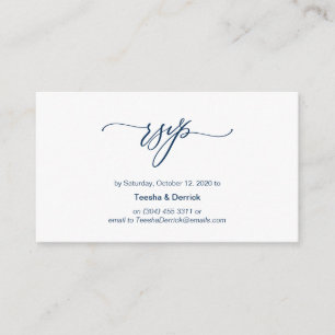 Elegant Romantic, Navy Blue Font, Wedding RSVP Informatiekaartje