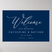 Elegant Romantic, Navy Blue font, Wedding Welcome Poster (Voorkant)