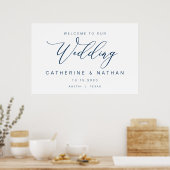 Elegant Romantic, Navy Blue font, Wedding Welcome Poster (Keuken)