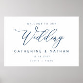 Elegant Romantic, Navy Blue font, Wedding Welcome Poster (Voorkant)