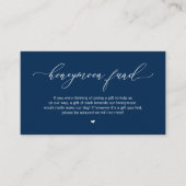 Elegant Romantic, Navy Blue Wedding Honeymoon Fund Informatiekaartje (Voorkant)