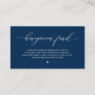 Elegant Romantic, Navy Blue Wedding Honeymoon Fund Informatiekaartje