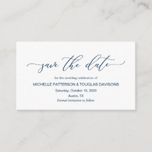 Elegant Romantic, Navy Blue, Wedding Save the date Informatiekaartje