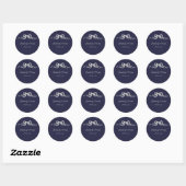 Elegant Romantic Navy Ribbon Wedding Ronde Sticker (Vel)