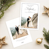 Elegant Romantic Newlywed Two Photo Christmas Feestdagenkaart