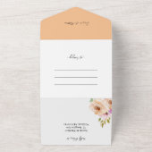 Elegant Romantic Paars Peach Waterverf Flowers All In One Uitnodiging (Buitenkant)