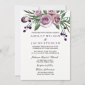 Elegant Romantic Paars Roos Floral Wedding Invite Kaart (Voorkant)
