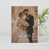 Elegant Romantic Photo Save the Date Card (Staand voorkant)