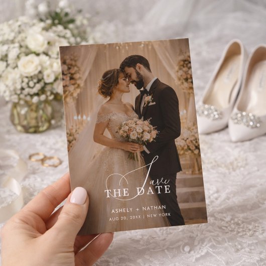 Elegant Romantic Photo Save the Date Card