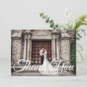 Elegant Romantic Photo Wedding Bedankkaart (Staand voorkant)