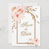 Elegant Romantic Pink Blush Gold Floral Save The Date (Voorkant)