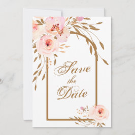 Elegant Romantic Pink Blush Gold Floral Save The Date