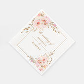 Elegant Romantic Pink Blush Gold Floral Wedding Servet (Hoek)
