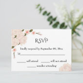 Elegant Romantic Pink Floral Blossom Wedding RSVP Kaartje (Staand voorkant)