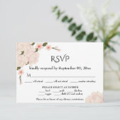 Elegant Romantic Pink Floral Blossom Wedding RSVP Kaartje (Staand voorkant)