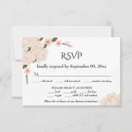 Elegant Romantic Pink Floral Blossom Wedding RSVP Kaartje