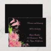 Elegant Romantic Pink Floral Reception Kaart (Voorkant / Achterkant)