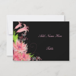 Elegant Romantic Pink Floral Table Place Card Kaart