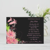 Elegant Romantic Pink Floral Vrijgezellenfeest Inv Kaart (Staand voorkant)