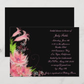 Elegant Romantic Pink Floral Vrijgezellenfeest Inv Kaart (Voorkant / Achterkant)