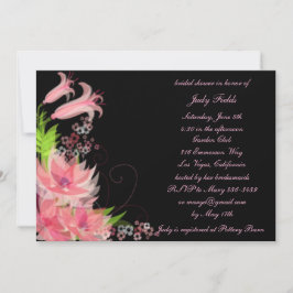 Elegant Romantic Pink Floral Vrijgezellenfeest Inv Kaart