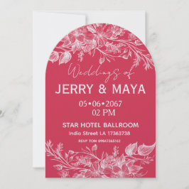 Elegant Romantic Pink Floral Wedding Invitation Kaart