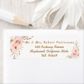 Elegant Romantic Pink Gold Floral Wedding Etiket (Insitu)