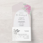 Elegant Romantic Pink Lace Flowers All In One Uitnodiging (Binnen)